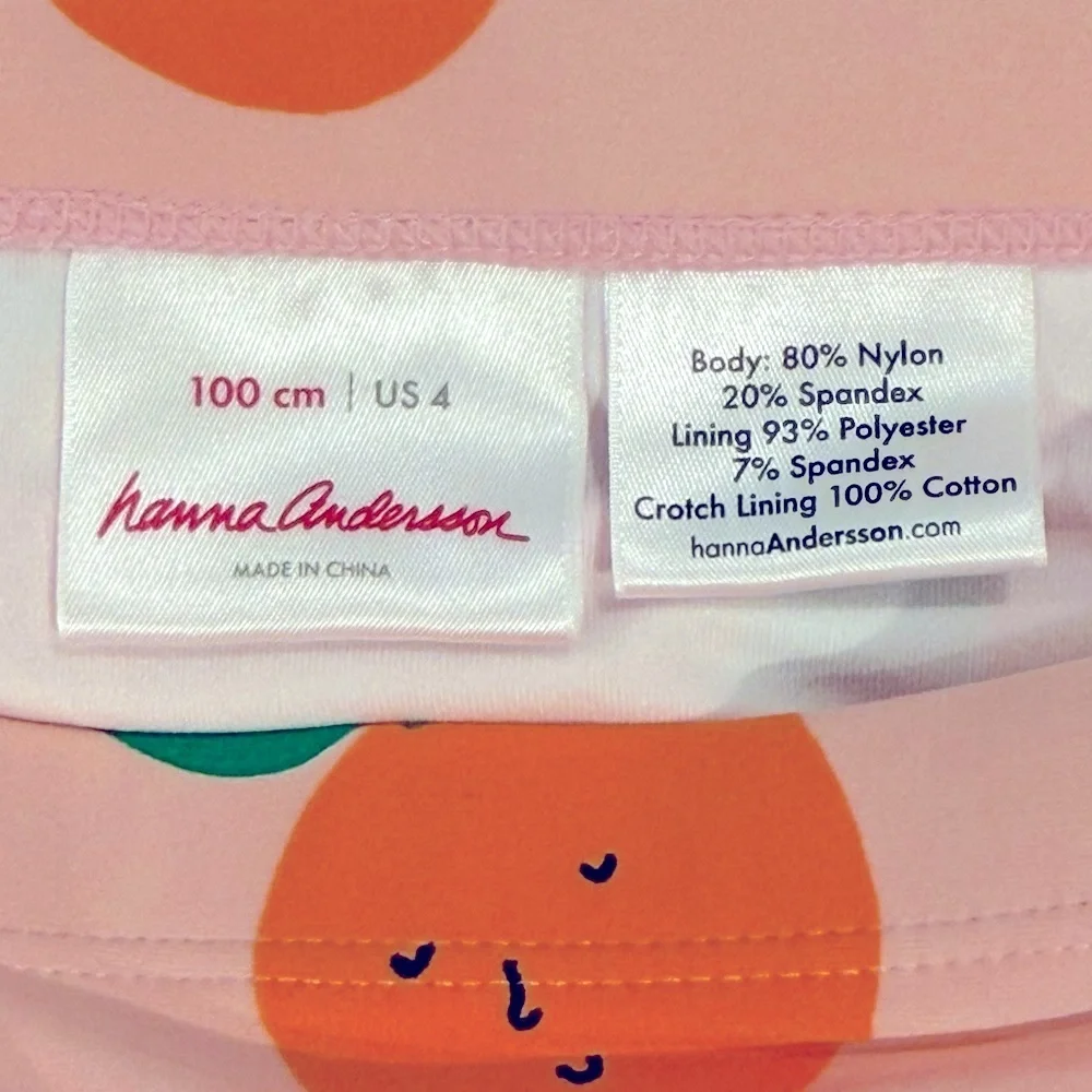 Hanna Andersson Sunblock Swim Skirt Girls 4 100 cm Rose Pink Oranges Beach Pool